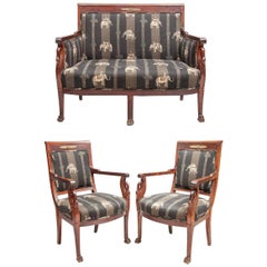 Antique Empire Style Suite of Furniture with Swan Carved Supports