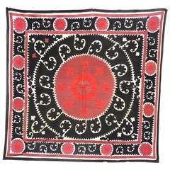 Vintage Uzbek Embroidery or Suzani, Central Asia, circa 1970s