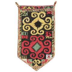 Antique Uzbek Cross Stitch Embroidered Wall Hanging, Central Asia, 19th Century