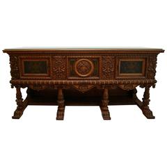 Beautiful Italian Baroque Carved Wood Silver Server Buffet Credenza