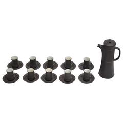 Vintage Flamestone Coffee Pot and Set of Ten Espresso Cups by Jens Quistgaard for Dansk