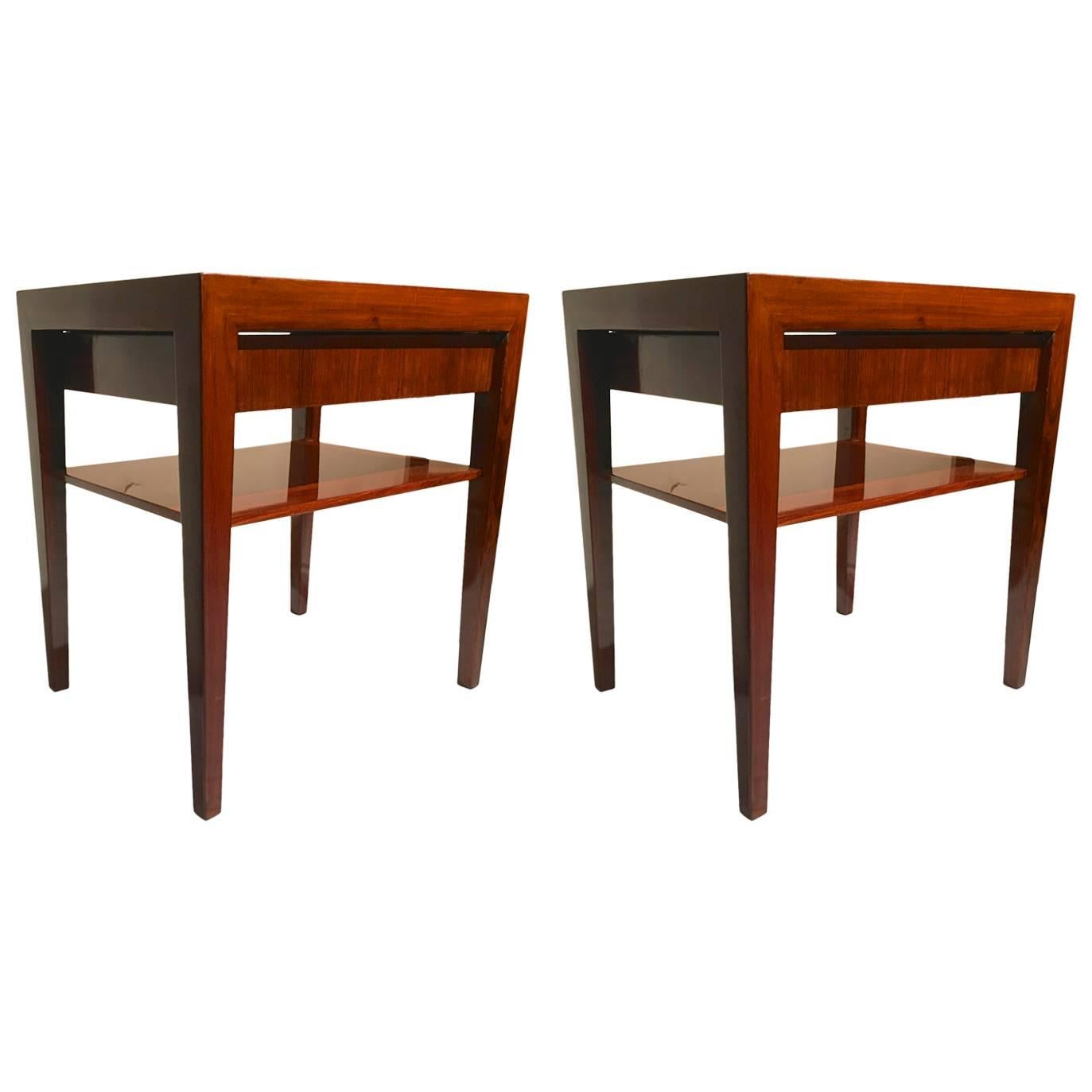 Severin Hansen Rosewood Two-Tier on Drawer Pair of Side Tables or Nightstands