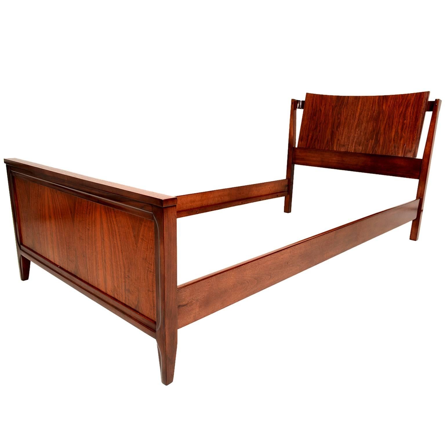 Mid-Century Modern Walnut Single Bed