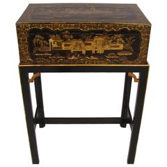 Antique Chinese Export Lap Desk on Later Stand