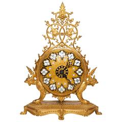 French Chinoiserie/Orientalist Champleve Enamel & Bronze Clock, F. Barbediene