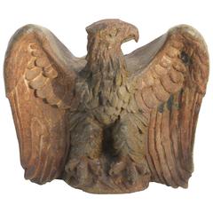 Early 19th Century Hand-Carved and Painted Pottery Eagle