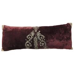 18th Century Velvet Applique Persian Bolster Pillow 18th Century Velvet Applique Persian Bolster Pillow