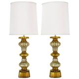 Pair of Gilt and Silver Leaf Regency Table Lamps
