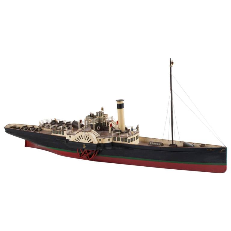 Early 20th Century Side Wheeler Model Toy Boat For Sale at 1stdibs