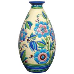 Art Deco Floral Vase by Boch Freres Keramis Charles Catteau, 1920s