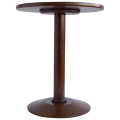 Italian Walnut Pedestal Round Side Table
