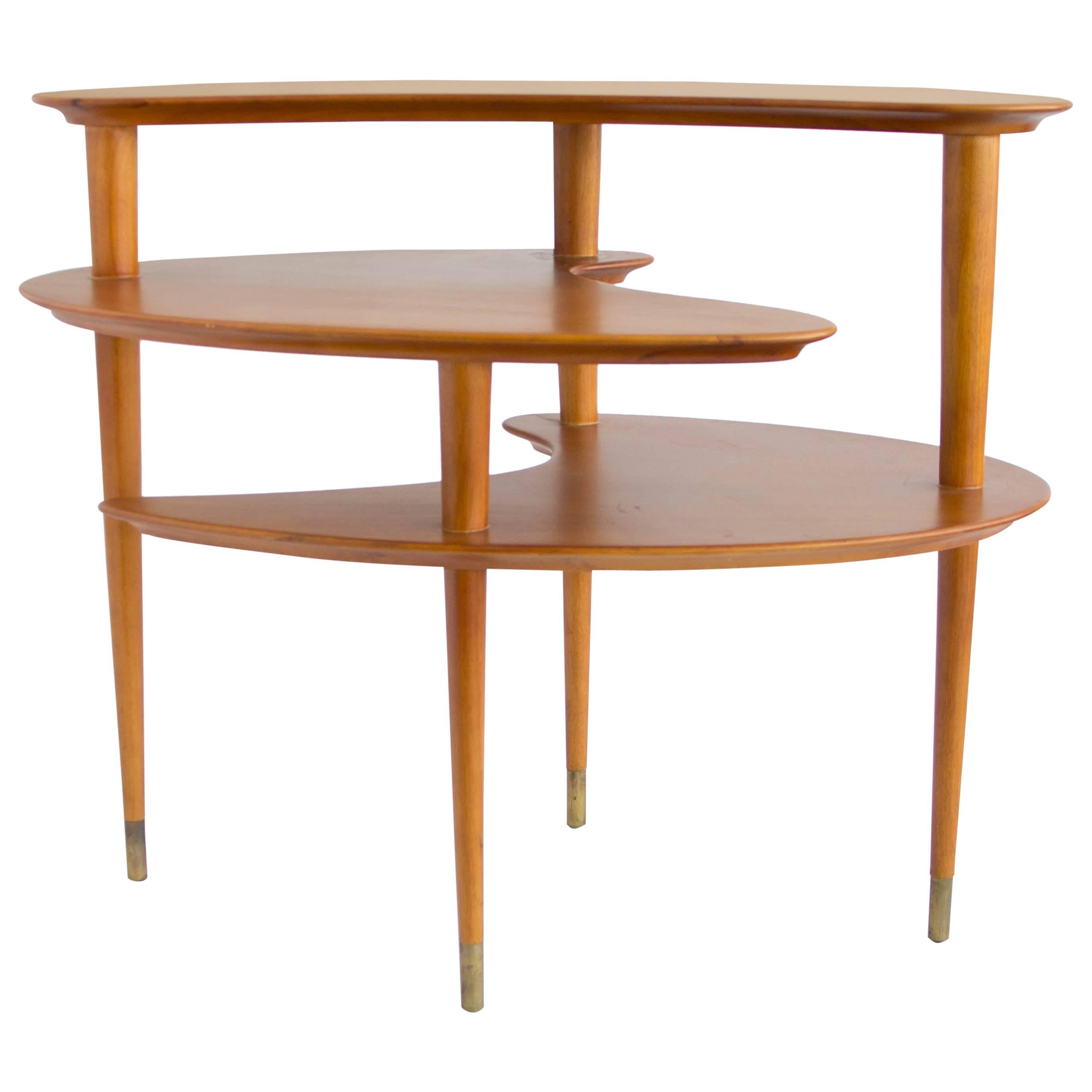 Biomorphic Three-Tier Table by John Keal for Brown Saltman