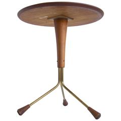 Brass and Teak Side Table by Albert Larsson