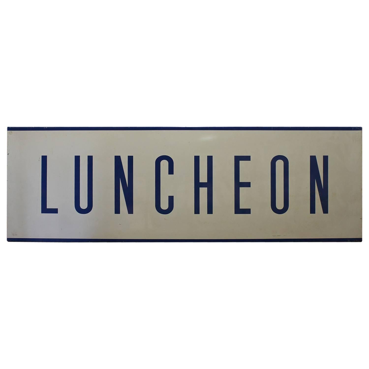 1950s Enamel Sign "Luncheon" For Sale