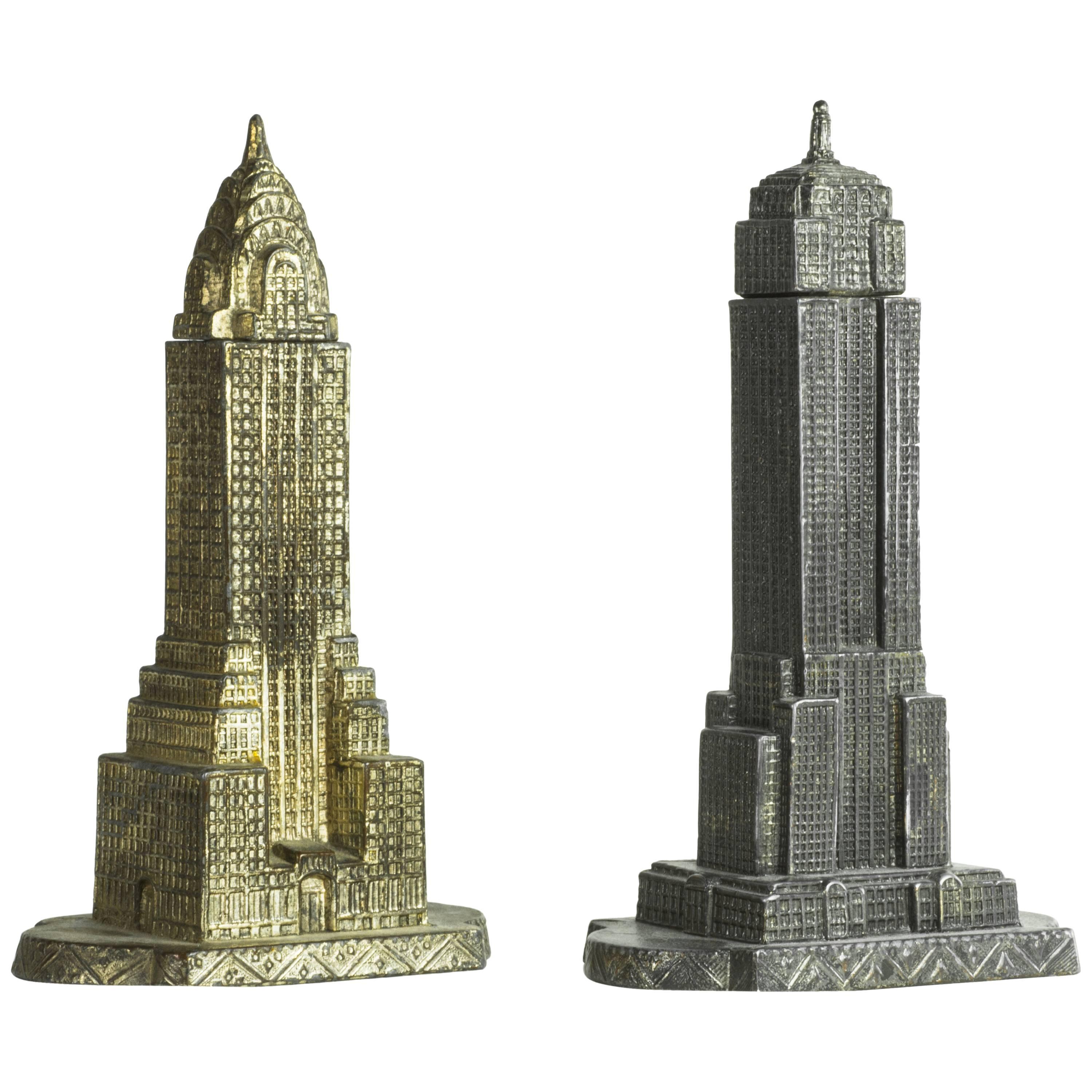 Pair of Souvenir Lighters Architectural Models of Chrysler and Empire State Bldg