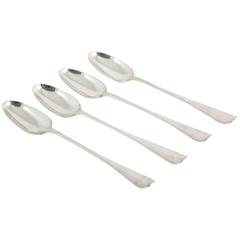 Four George II Silver Basting Spoons