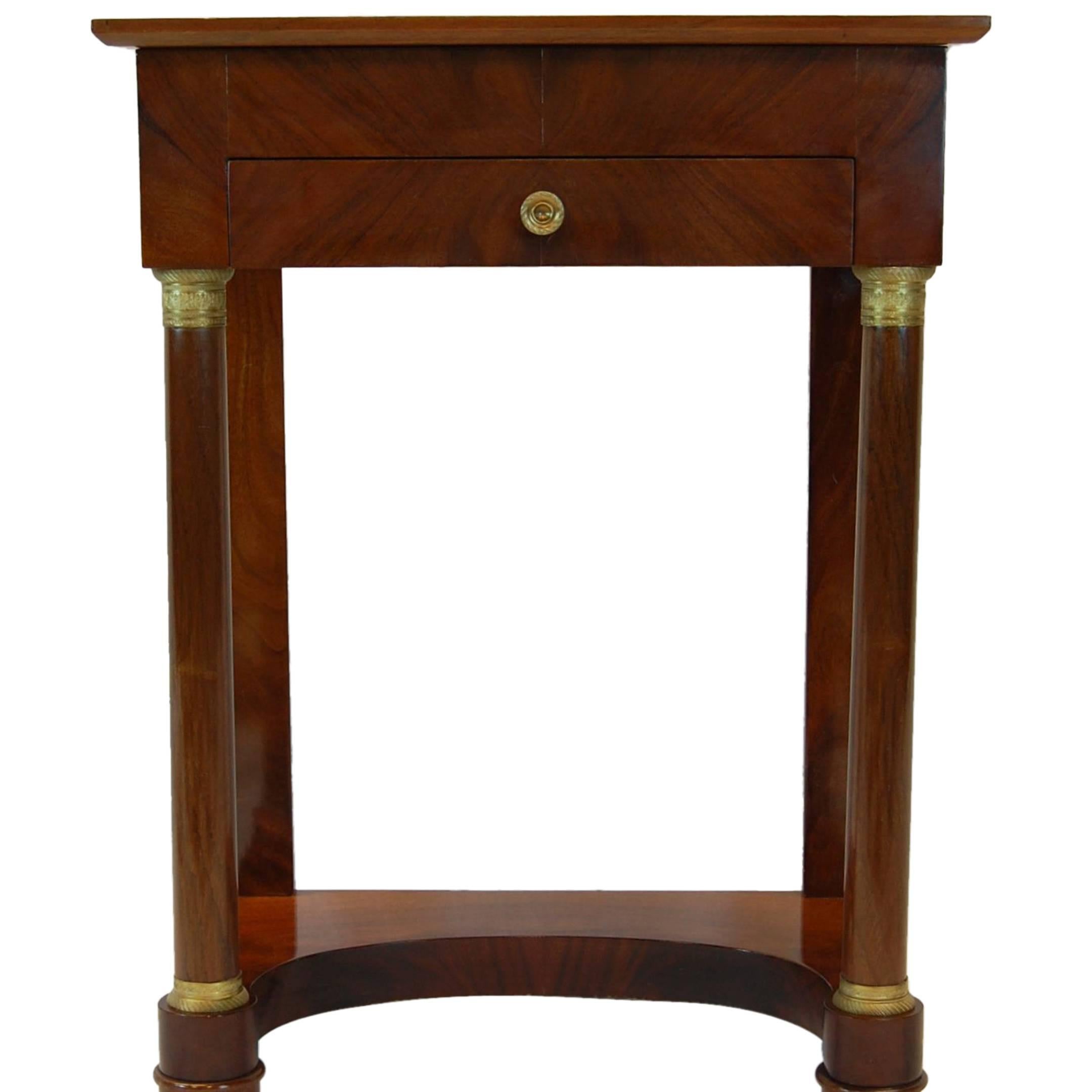 Empire Mahogany Sewing or Dressing Table with Drawer and Flip-Up Top, circa 1880 For Sale