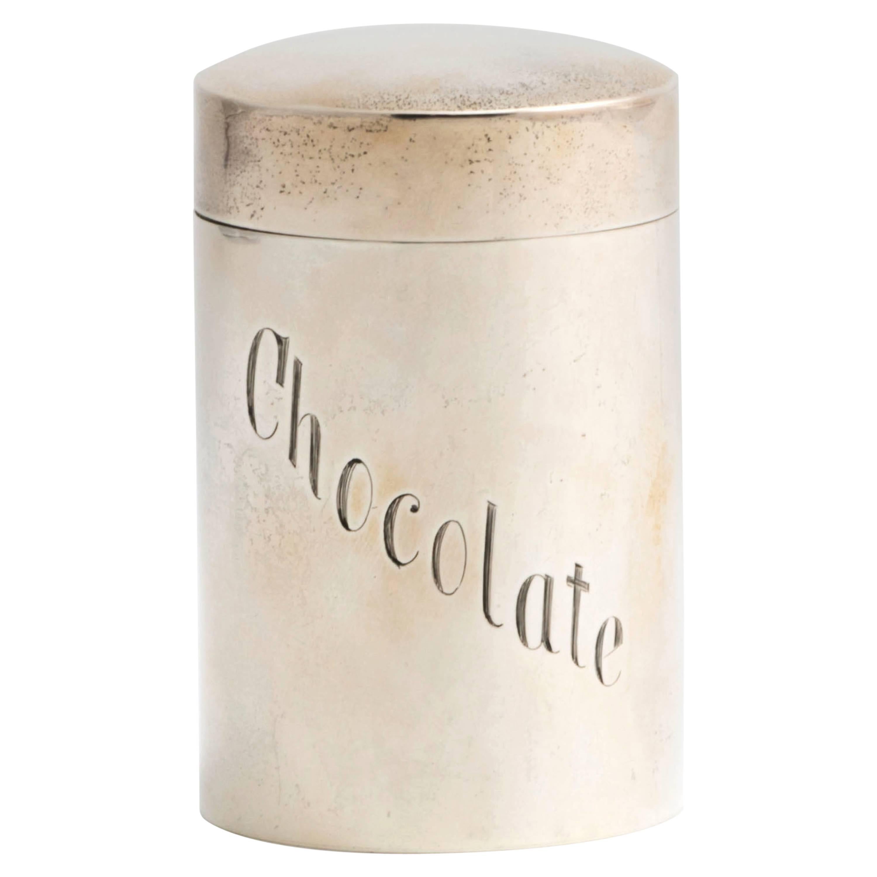 Antique Sterling Silver Chocolate Canister by Saunders and Shepherd