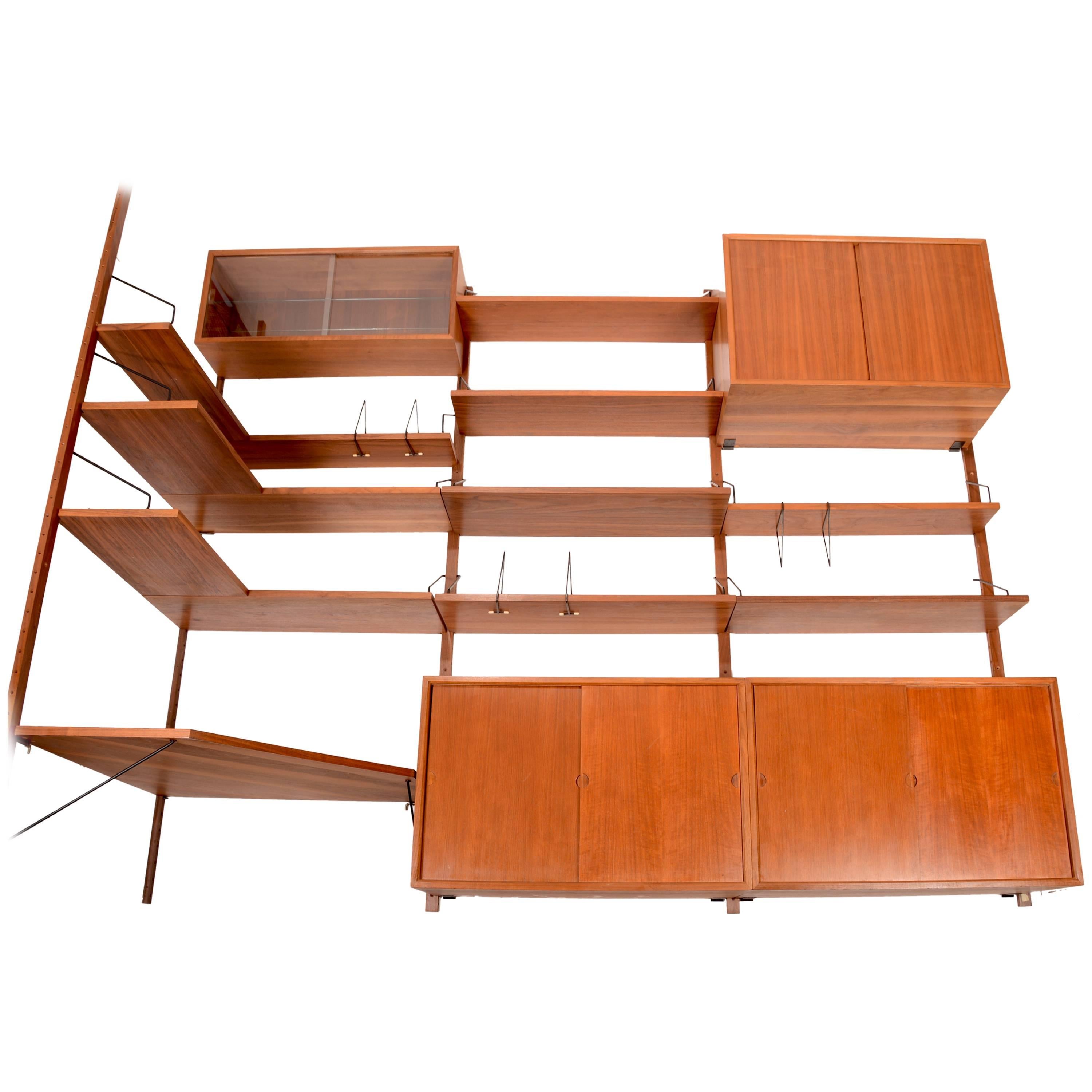 1958 Danish Walnut Cado Wall Unit with Corner Section by Poul Cadovius