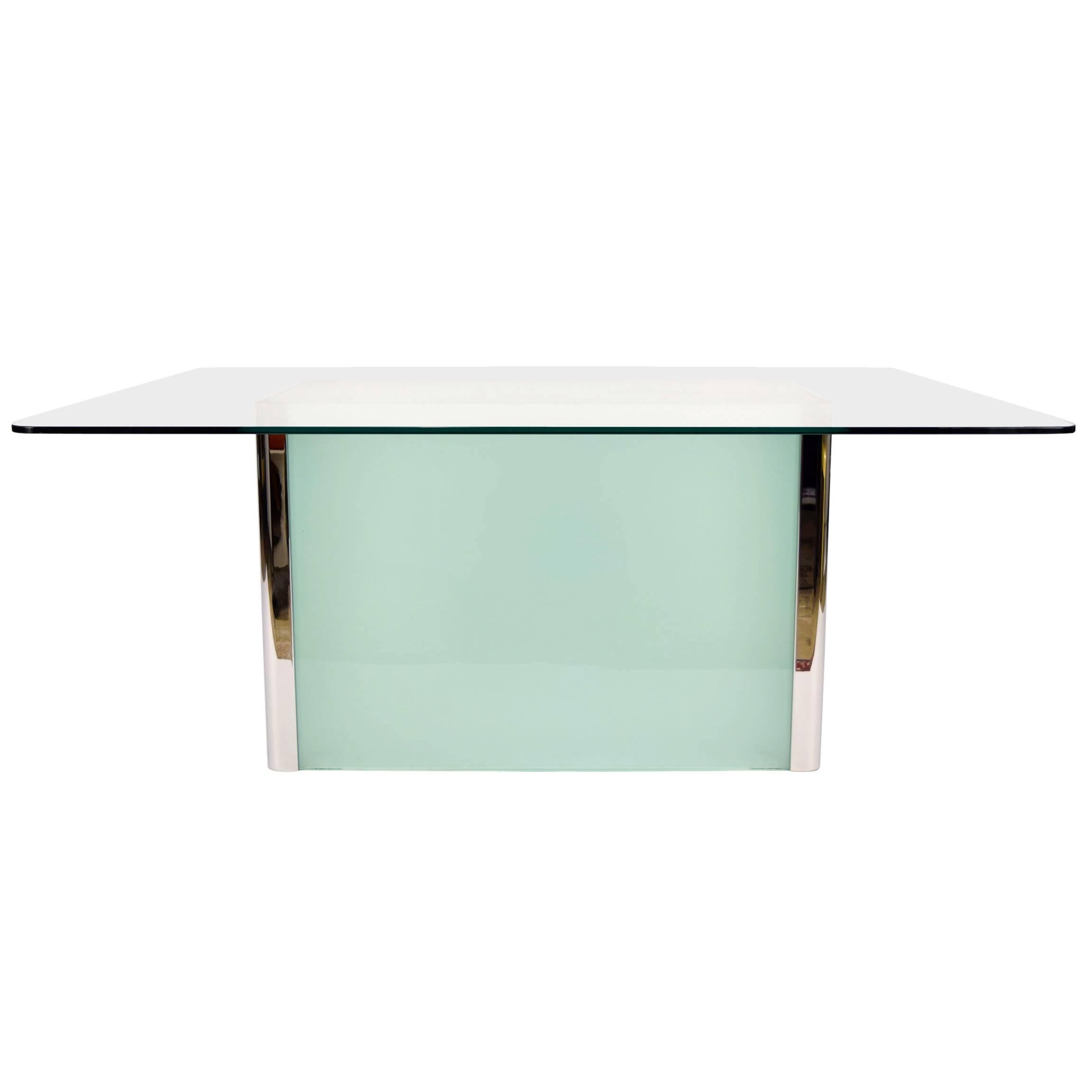 Pace Collection Dining Table with Frosted Glass Base 