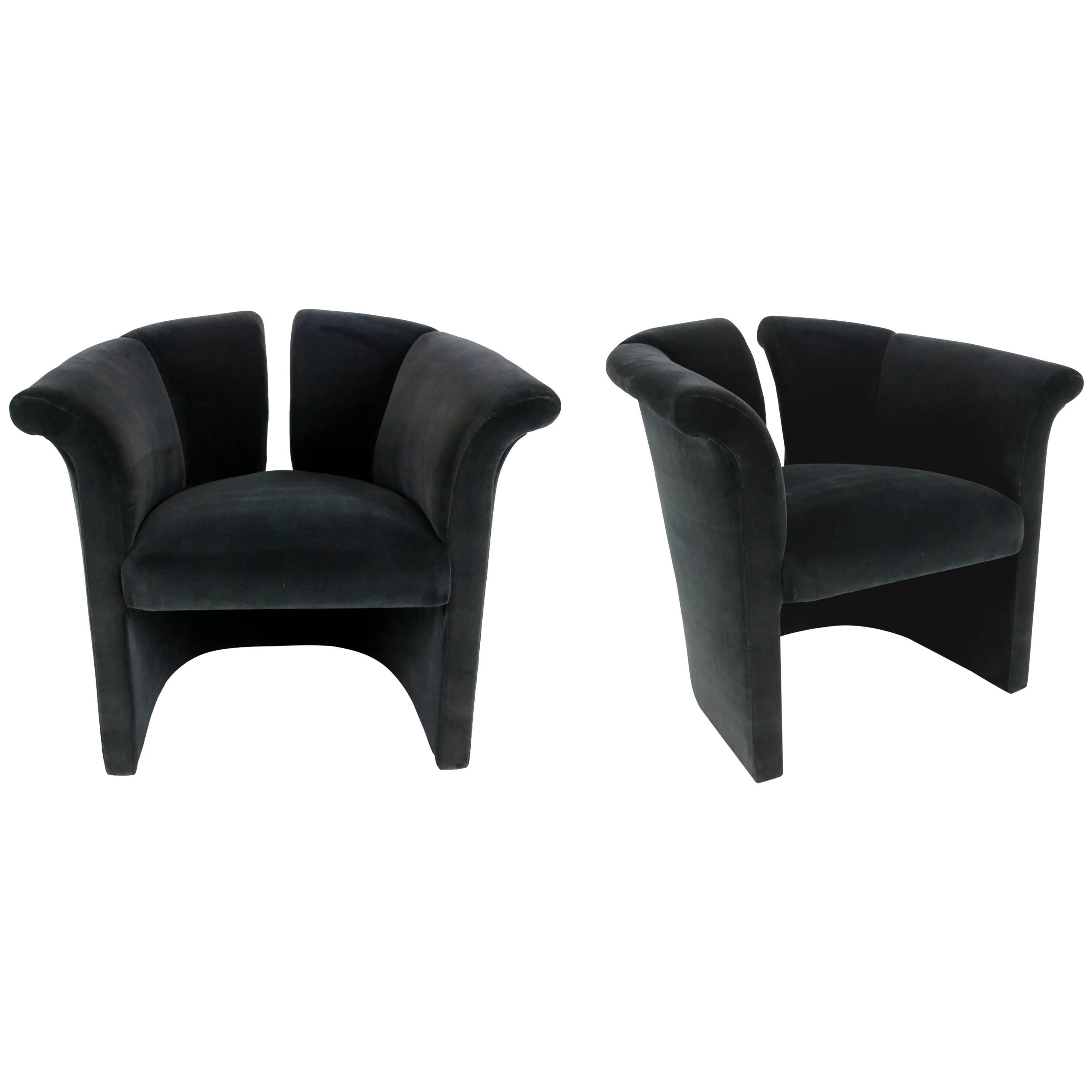 Pair of Deco Revival Lounge Chairs by Milo Baughman for Thayer Coggin