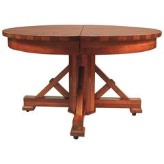 Striking Star Inlaid and Striped Round Dining or Center Table 