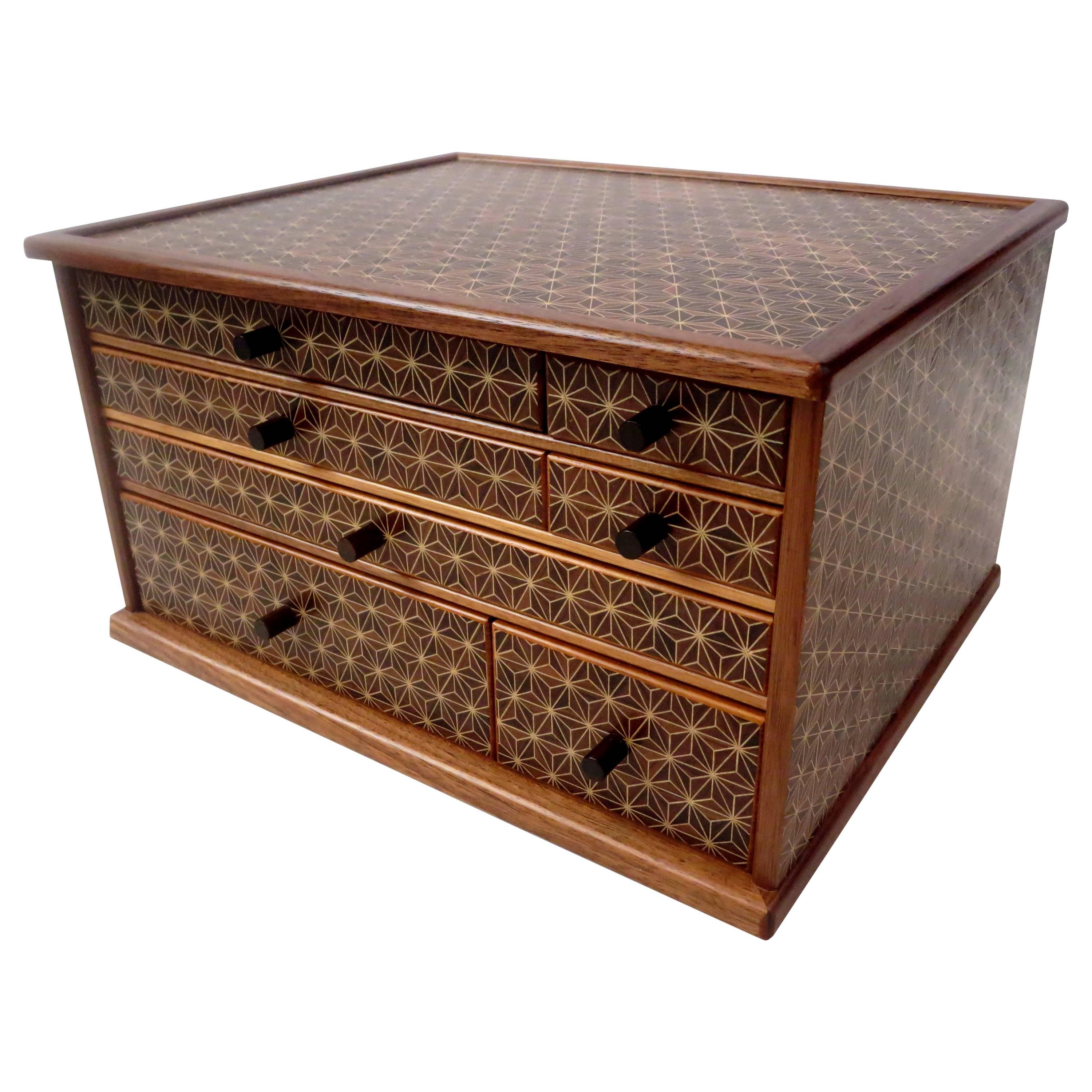 Mid Century Modern Rosewood Japanese Jewelry Dresser Tansu Box