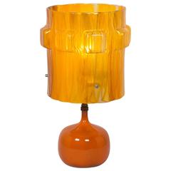 Orange Ceramic Table Lamp by Jacques et Dani Ruelland