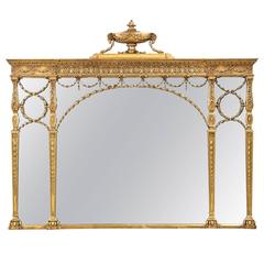 French Neoclassical Style Antique Carved Giltwood Mirror