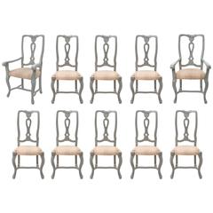 Gustavian Style Painted Dining Room Chairs Set of Ten 12