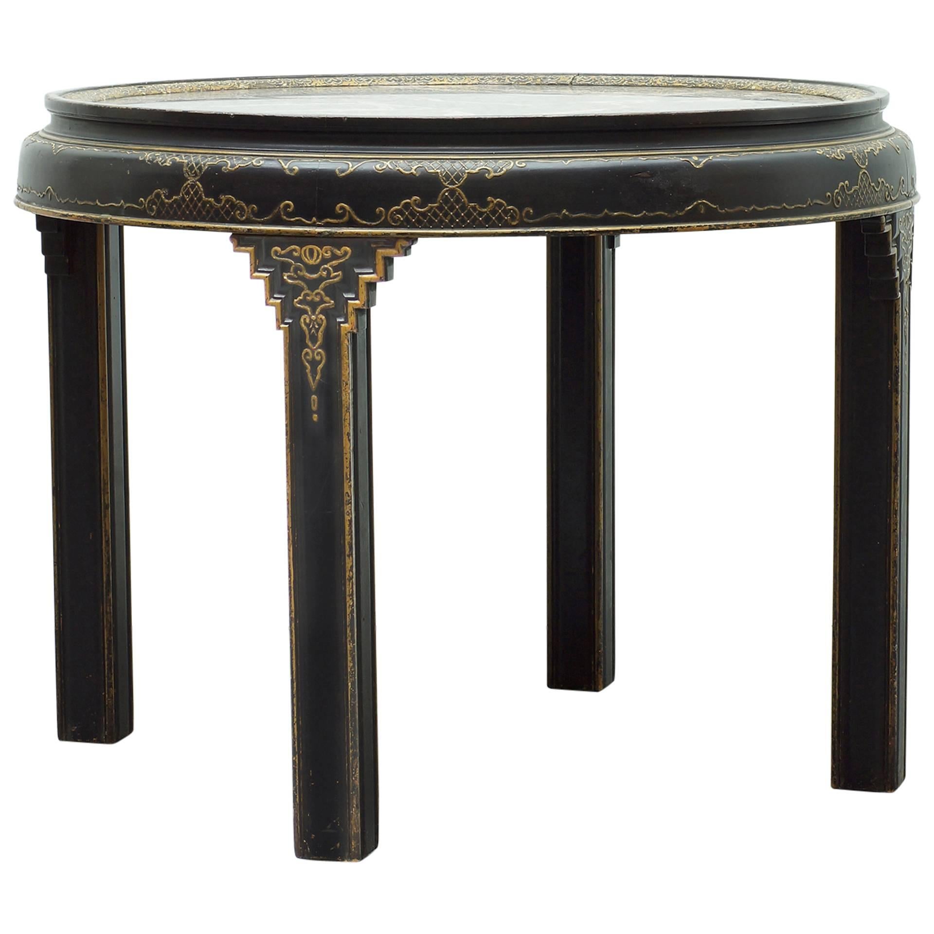 A Marble Chinoiserie Art Deco Table by Peter Baumann For Sale