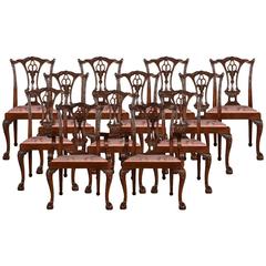 Set of twelve Chippendale style dining chairs 