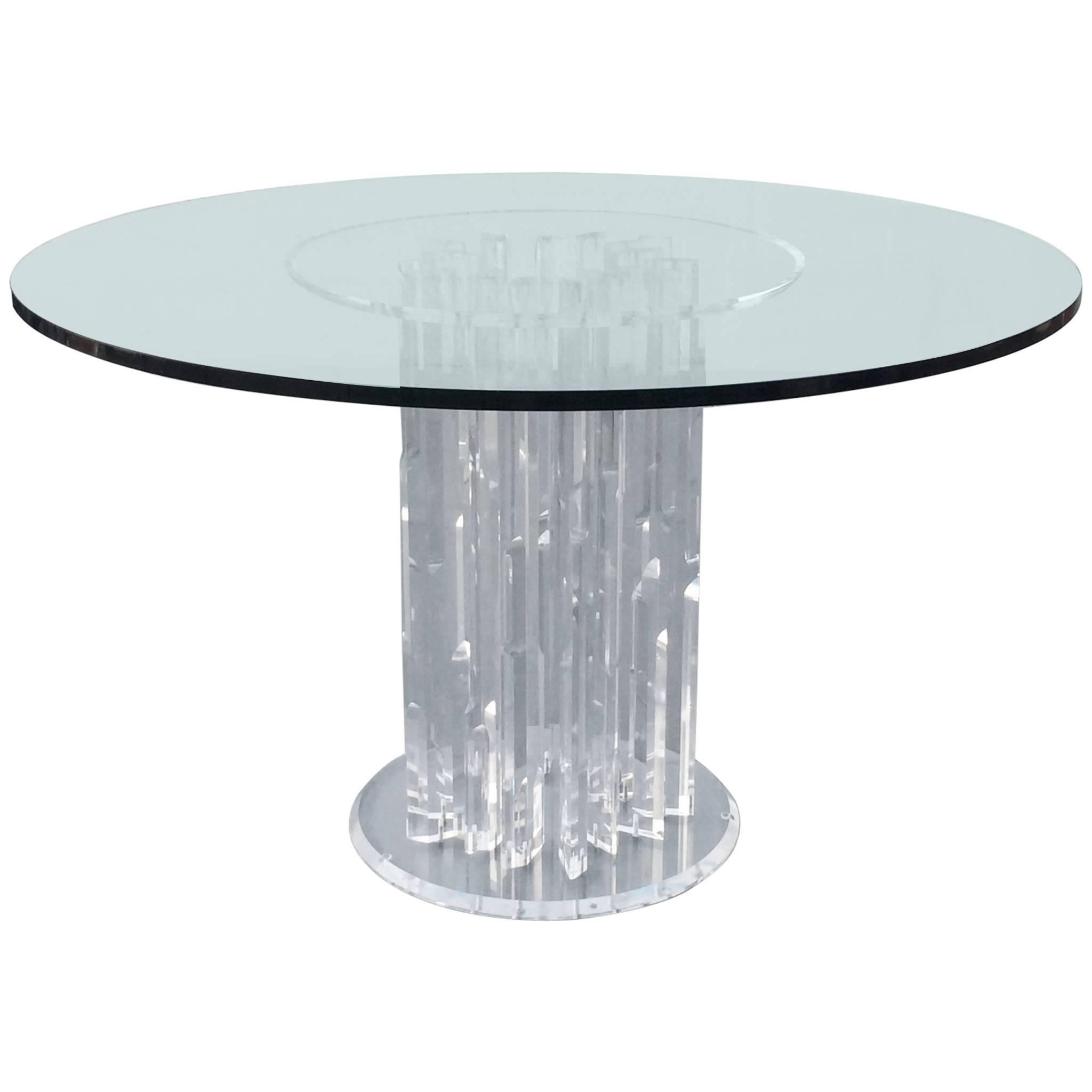Acrylic and Glass Dining Table, circa 1970s