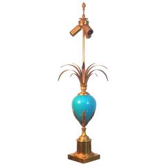 Table Lamp with Blue Glass Egg, in the Style of Maison Charles, France 1960s 7