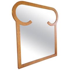Shaped Grass Cloth Covered Mirror