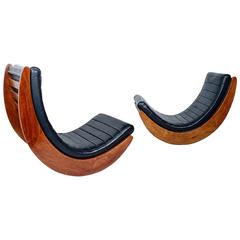 Rare Pair of Verner Panton Leather Relaxer Chairs for Rosenthal