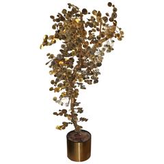 Curtis Jere Brass Raindrop Tree Vintage Sculpture Plant Pot Hollywood Regency