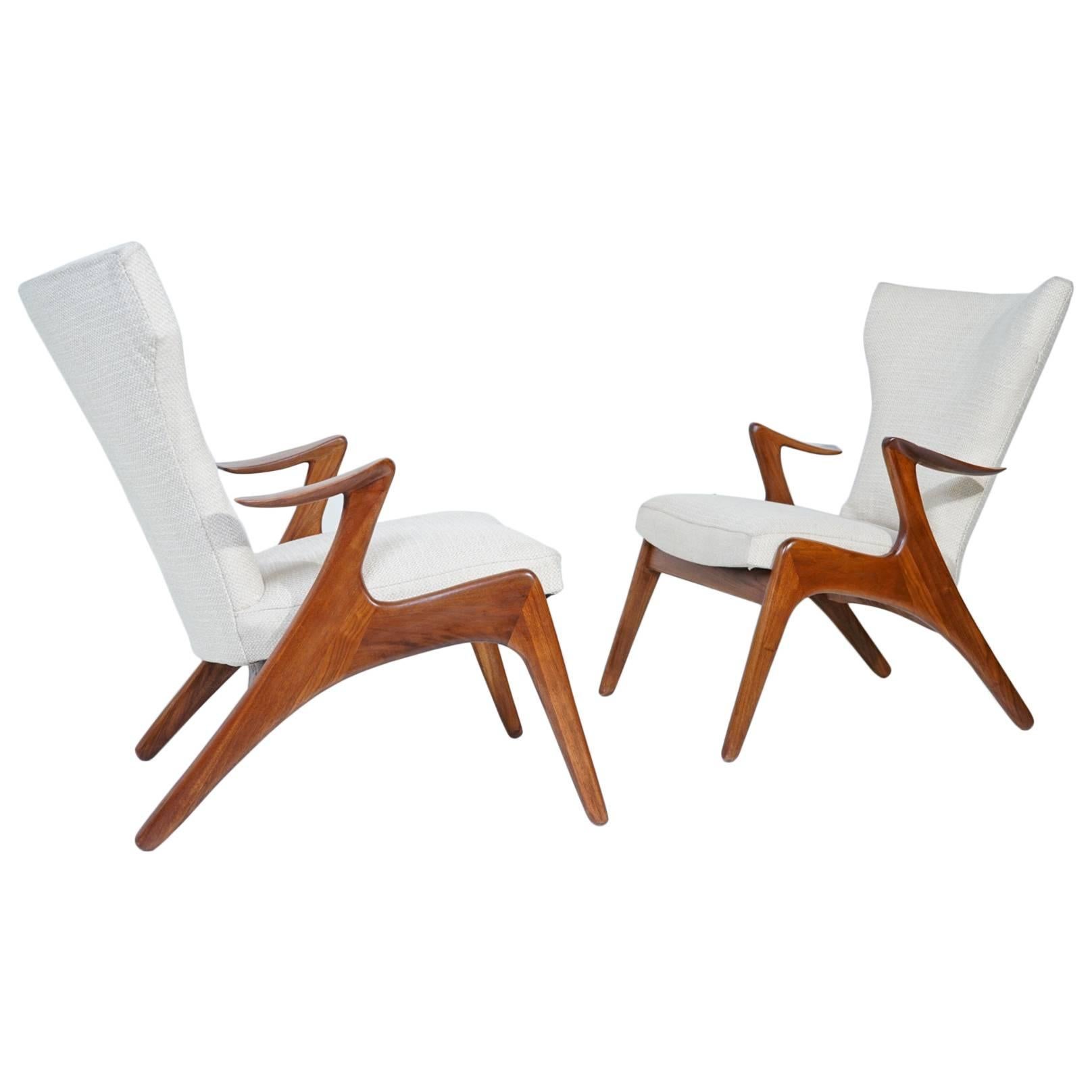 Stunning Pair of Sculptural Lounge Chairs by Kurt Ostervig For Sale