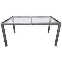 Milo Baughman Chrome and Glass Dining Table or Desk