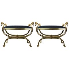 Pair of Regency Style Brass Ottoman Benches