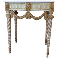 French Louis XVI Period Small Carved Giltwood and Paintedwood Console Table