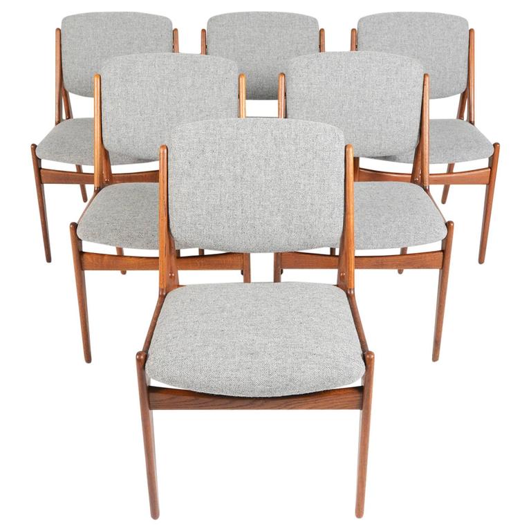 Set Of Six Arne Vodder Ella Dining Chairs In Oak At 1stdibs