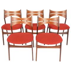 Set of Five Erik Buck Model 310 Dining Chairs in Teak