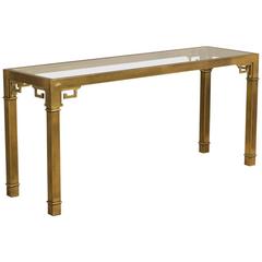 Mastercraft Designed Brass-Framed Console Table, 1970s