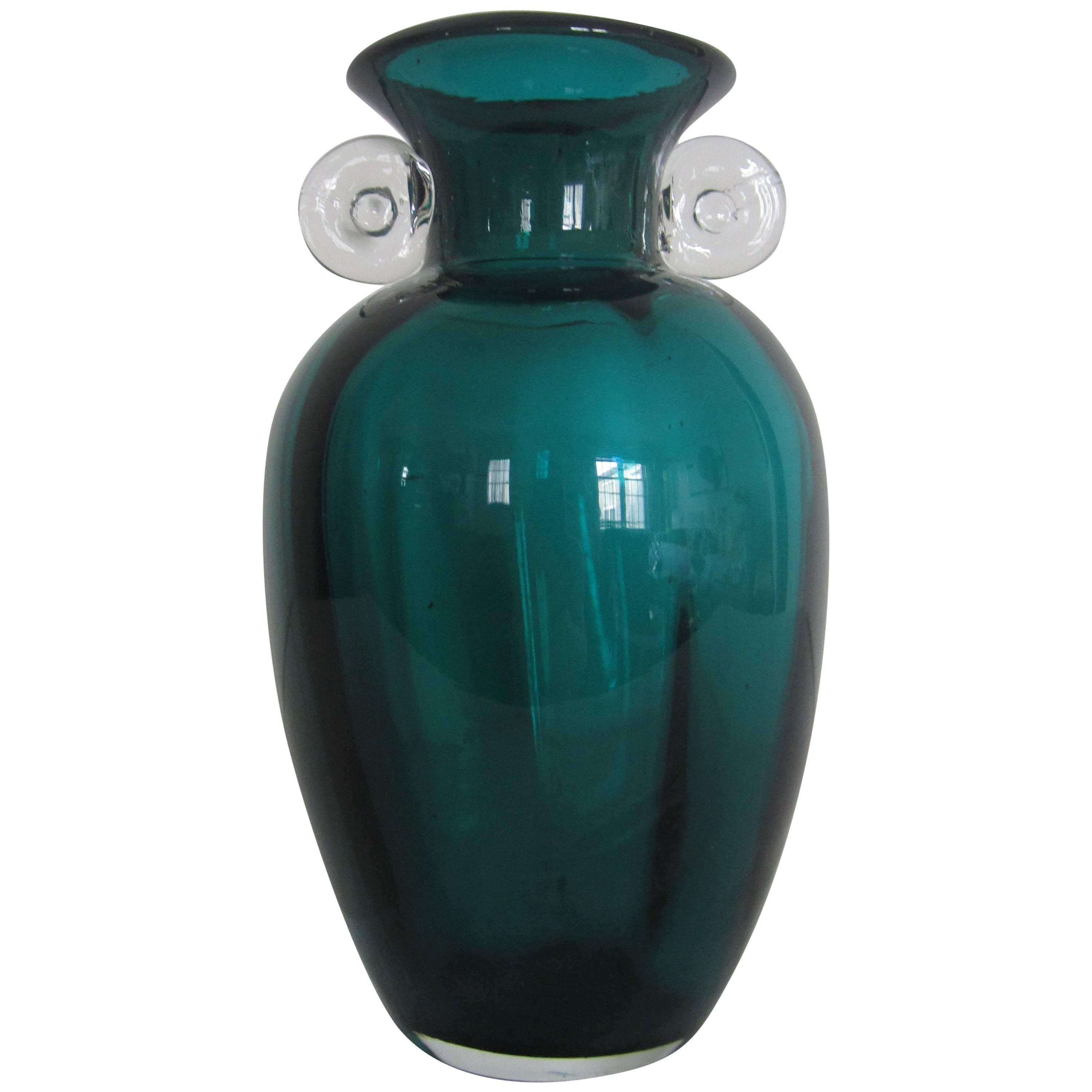Vintage Emerald Green Blown Glass Vase
