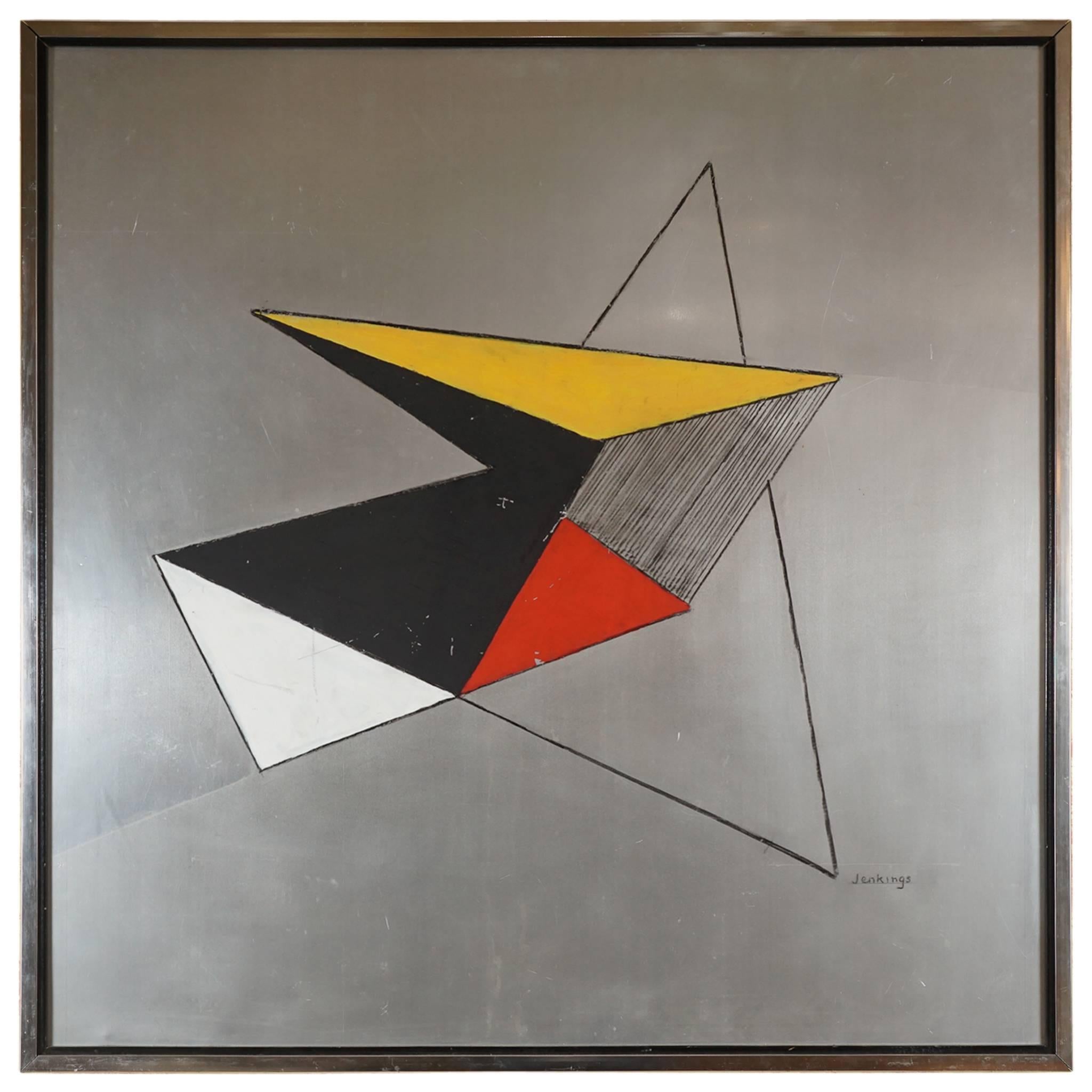 Midcentury Abstract Painting on Metal