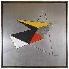 Midcentury Abstract Painting on Metal