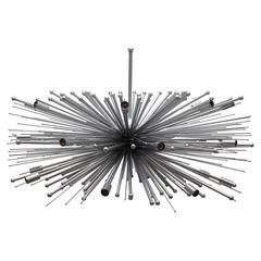 Custom Lou Blass Supernova Chandelier with Polished Nickel Finish and Accents 7