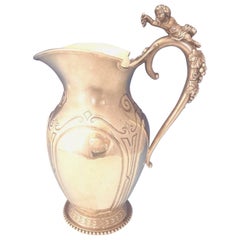 Wood & Hughes Sterling Silver Water Pitcher w/ Cherubs Holding Grapes Hollowware