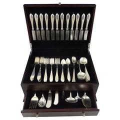 Antique Old Newbury by Old Newbury Crafters Sterling Flatware Set 12 Service, Handmade
